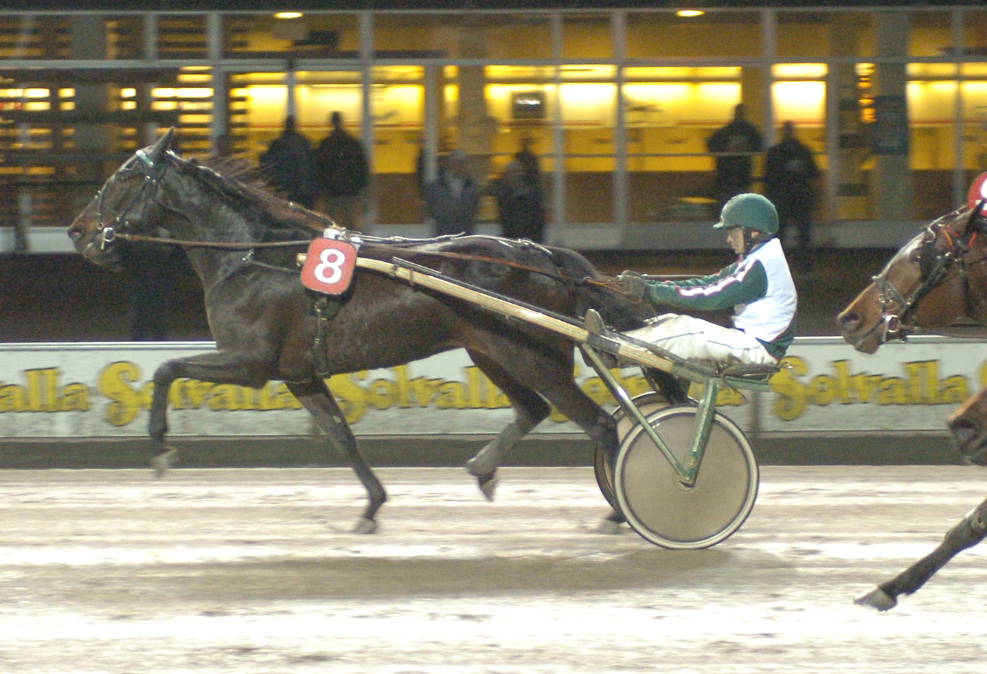 Januari 2005 när Johnny B Karlsson och Information Center vinner en historisk seger. Det var första gången vår grön/vita ägardress användes i lopp. Foto; ALN